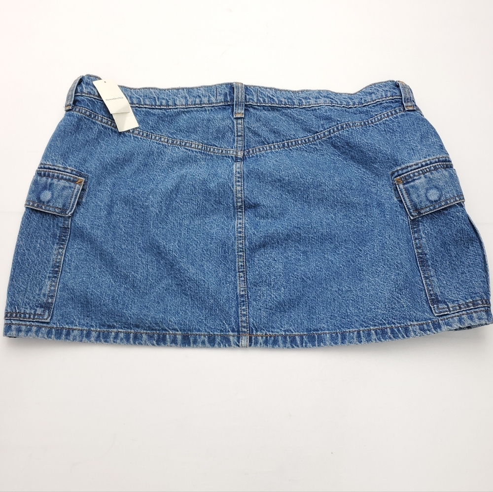 NEW Abercrombie & Fitch High Rise Denim Cargo Mini Skirt Size 34/18 - Picture 11 of 14